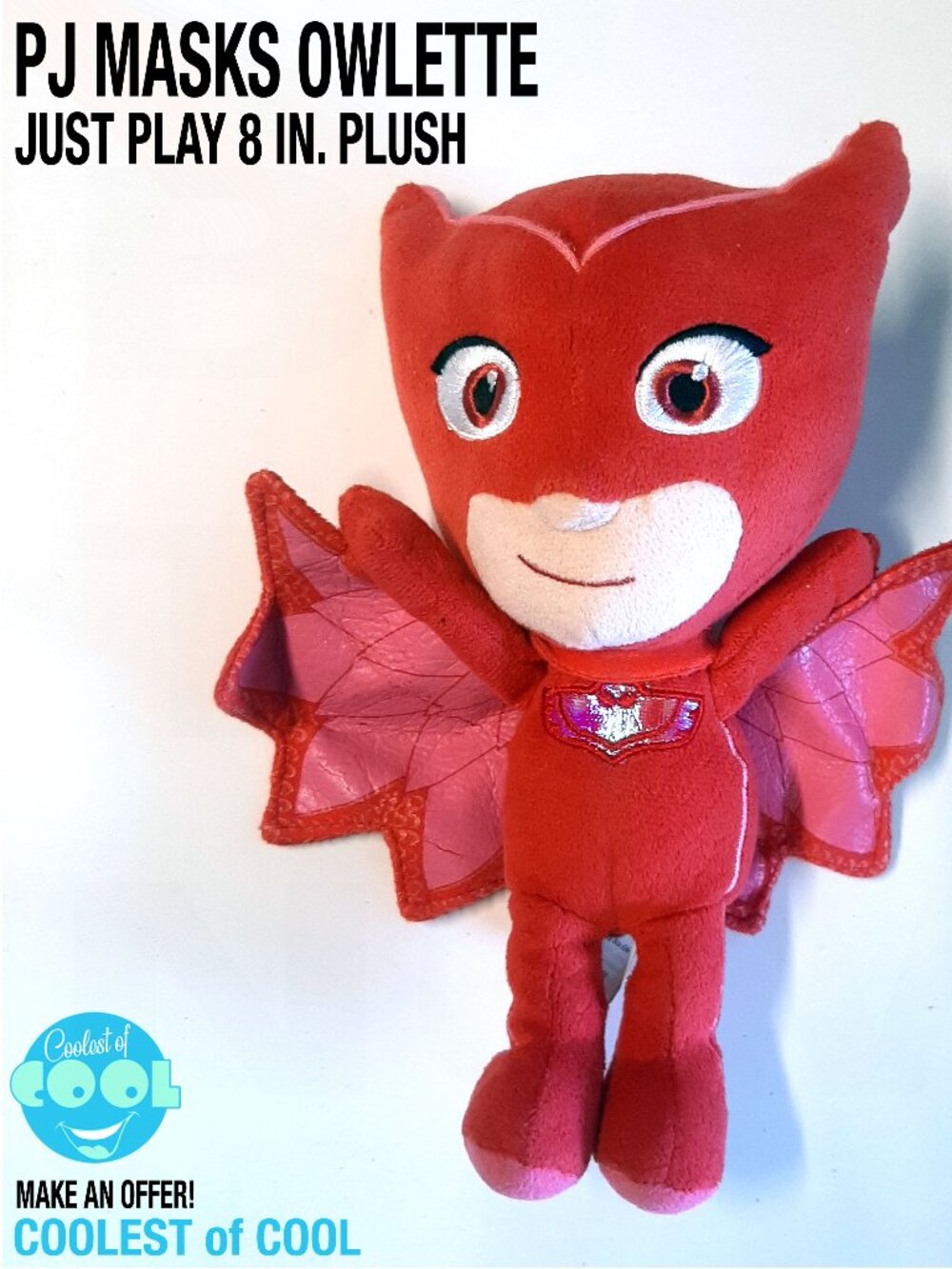 PJ Masks OWLETTE 8” Red Superhero Stuffed Plush Animal Toy Just Play good